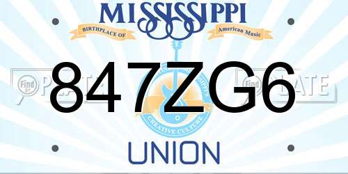847ZG6 Mississippi License Plate
