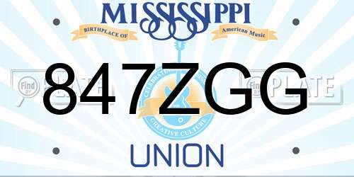 847ZGG Mississippi License Plate