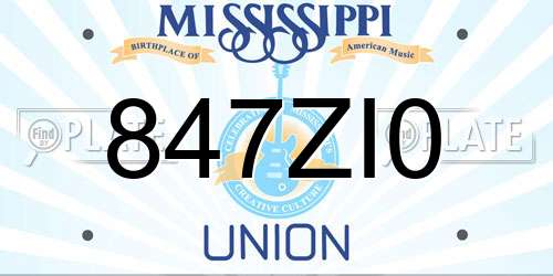 847ZI0 Mississippi License Plate
