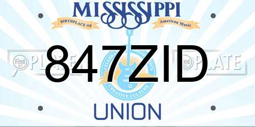 847ZID Mississippi License Plate