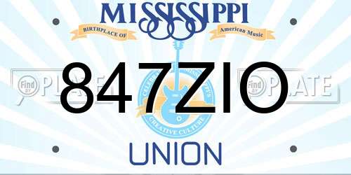 847ZIO Mississippi License Plate