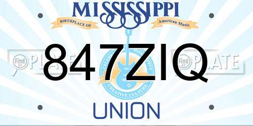 847ZIQ Mississippi License Plate