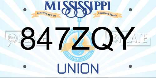847ZQY Mississippi License Plate