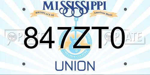 847ZT0 Mississippi License Plate