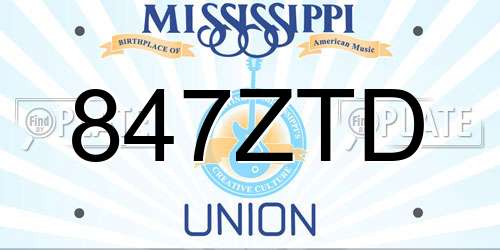 847ZTD Mississippi License Plate