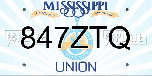 847ZTQ Mississippi License Plate