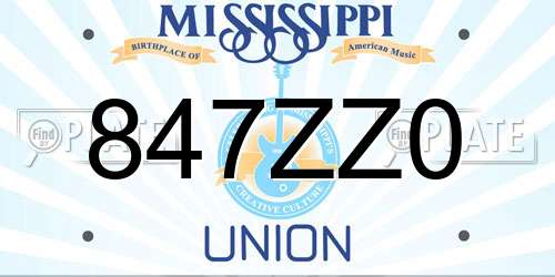 847ZZ0 Mississippi License Plate