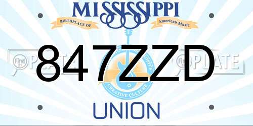 847ZZD Mississippi License Plate
