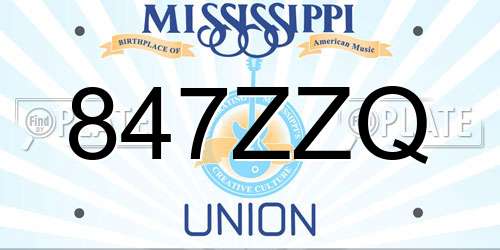 847ZZQ Mississippi License Plate