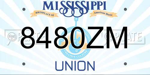 8480ZM Mississippi License Plate