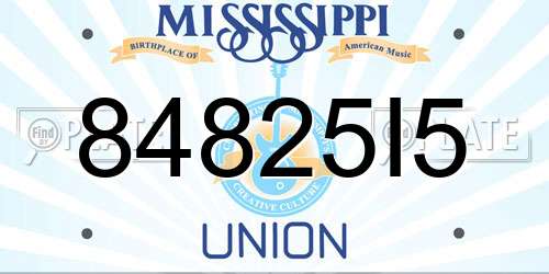 84825I5 Mississippi License Plate