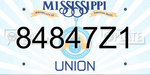 84847Z1 Mississippi License Plate