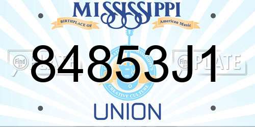 84853J1 Mississippi License Plate