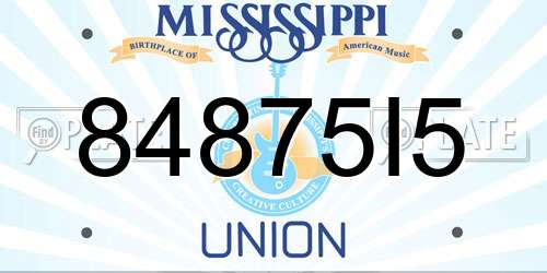 84875I5 Mississippi License Plate