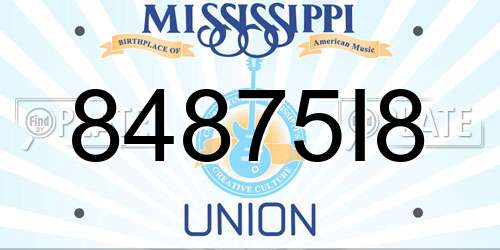 84875I8 Mississippi License Plate