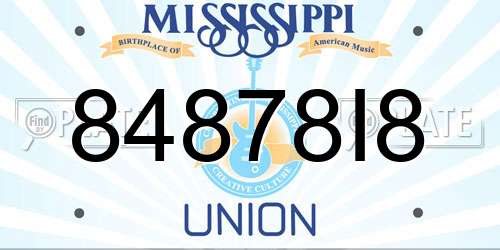 84878I8 Mississippi License Plate
