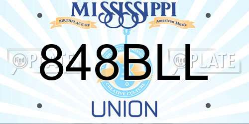 848BLL Mississippi License Plate