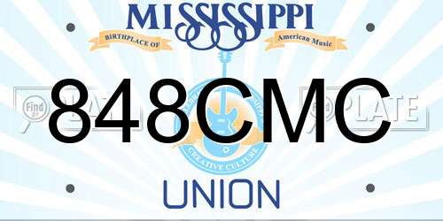 848CMC Mississippi License Plate