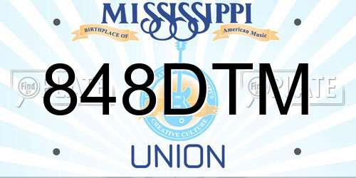 848DTM Mississippi License Plate