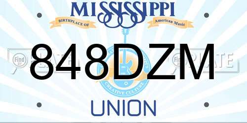848DZM Mississippi License Plate