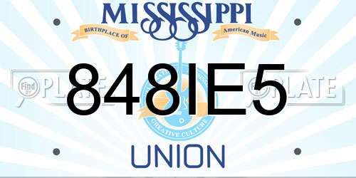 848IE5 Mississippi License Plate
