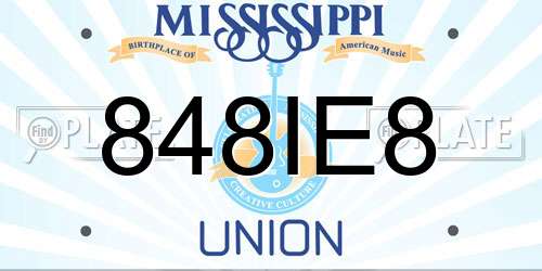 848IE8 Mississippi License Plate