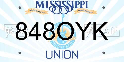 848OYK Mississippi License Plate
