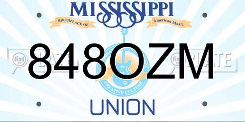 848OZM Mississippi License Plate