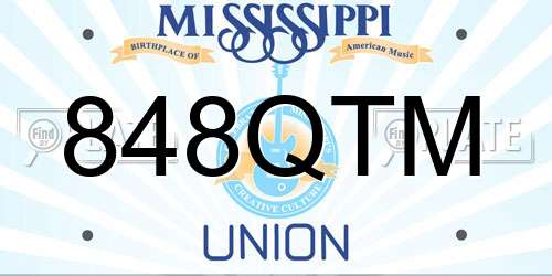 848QTM Mississippi License Plate