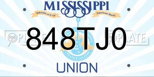 848TJ0 Mississippi License Plate