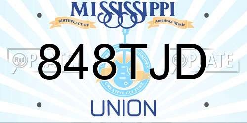 848TJD Mississippi License Plate