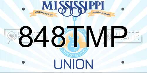 848TMP Mississippi License Plate