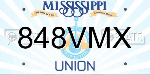 848VMX Mississippi License Plate
