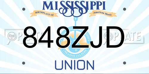 848ZJD Mississippi License Plate