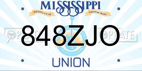 848ZJO Mississippi License Plate