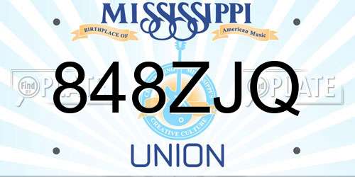 848ZJQ Mississippi License Plate