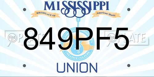 849PF5 Mississippi License Plate