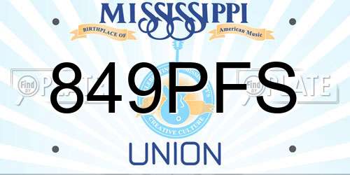 849PFS Mississippi License Plate