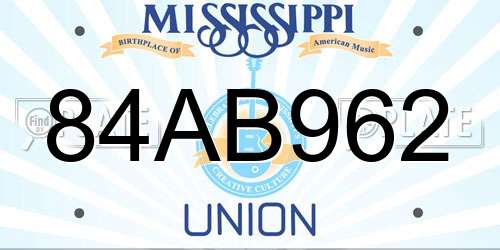 84AB962 Mississippi License Plate