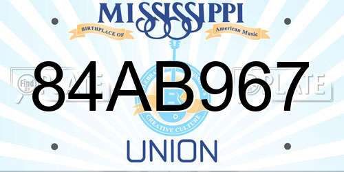 84AB967 Mississippi License Plate
