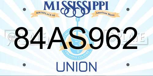 84AS962 Mississippi License Plate