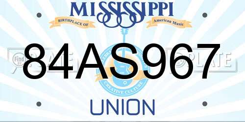 84AS967 Mississippi License Plate