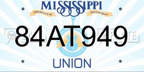 84AT949 Mississippi License Plate