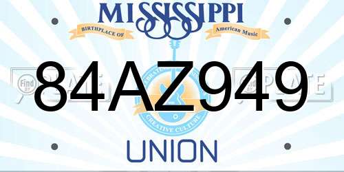 84AZ949 Mississippi License Plate