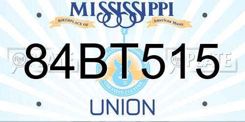 84BT515 Mississippi License Plate