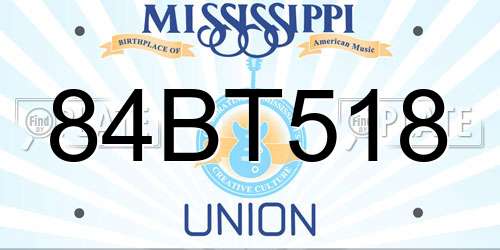 84BT518 Mississippi License Plate