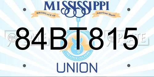 84BT815 Mississippi License Plate