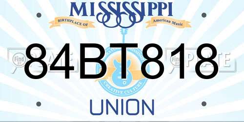 84BT818 Mississippi License Plate