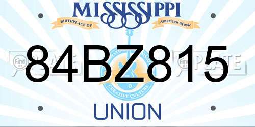 84BZ815 Mississippi License Plate