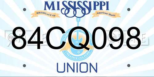 84CQ098 Mississippi License Plate